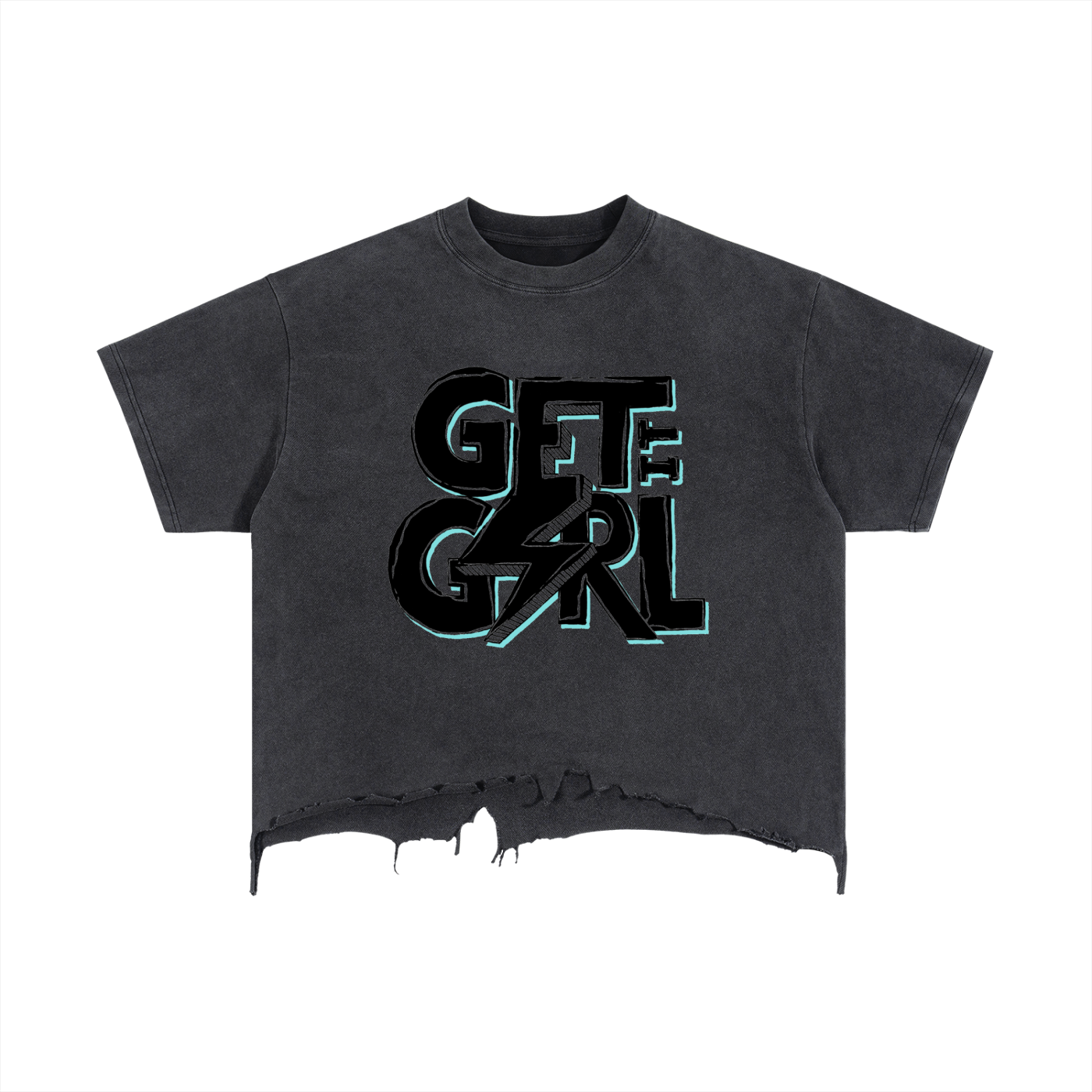 Vintage Wash Boxy Distressed Hem T-Shirt