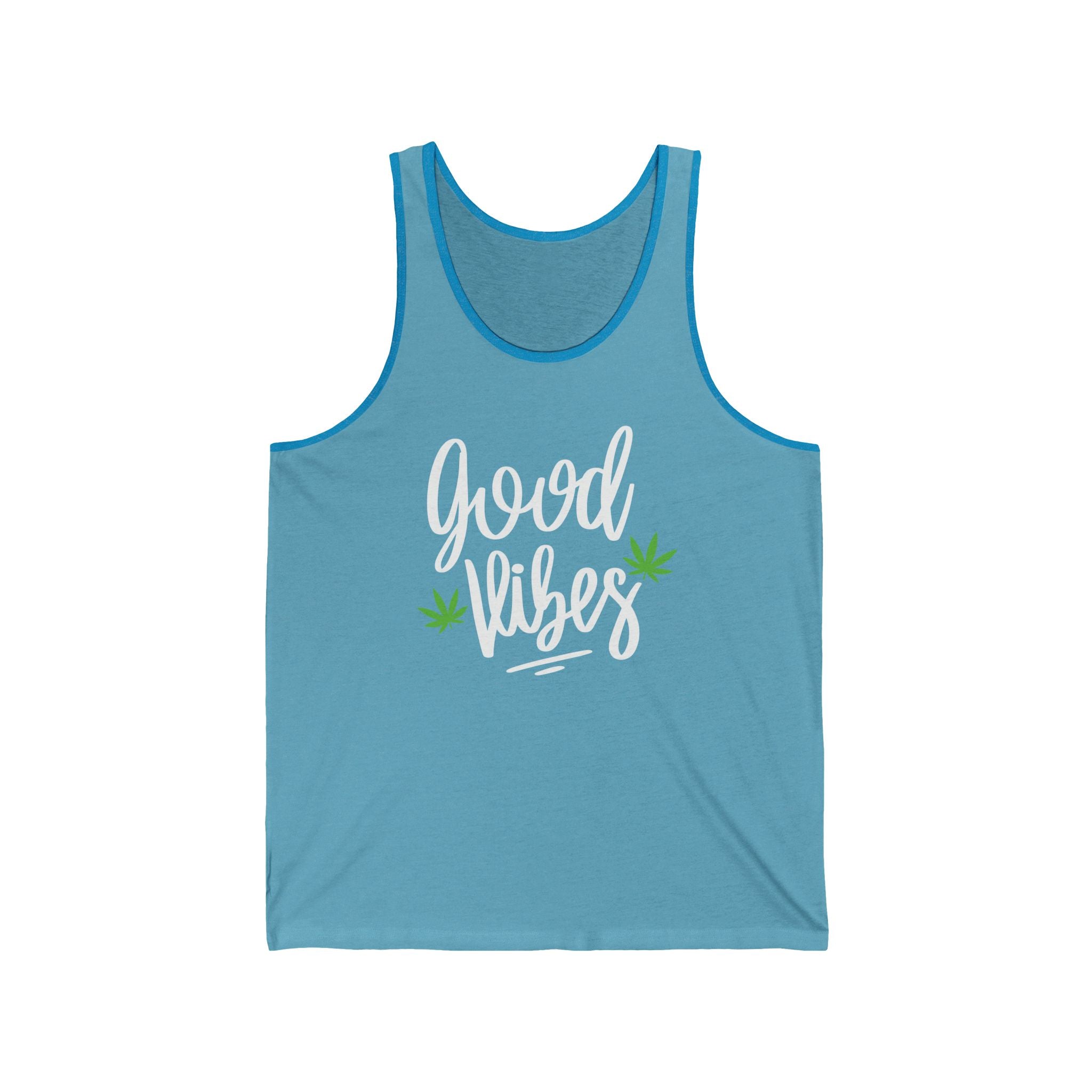 Good Vibes Marijuana Leaf Jersey Tank Top