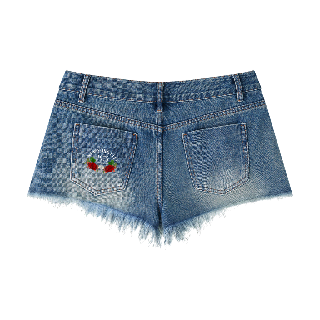 Women's Vintage Wash Raw Hem Denim Shorts