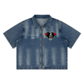 Unisex Vintage Washed Full-Zip Denim Shirt