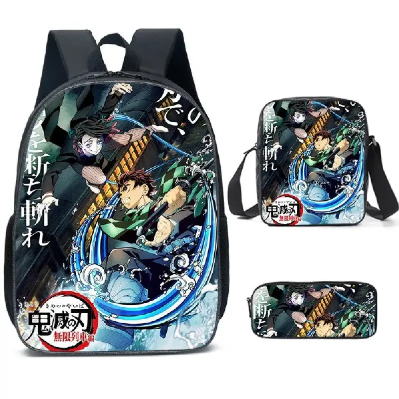Demon Slayer Backpack: Nezuko 3-Piece Schoolbag Set