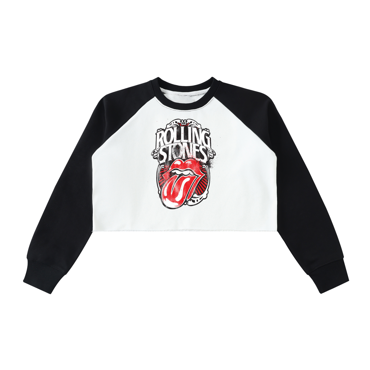 Raw-Hem Color-Block Raglan Crop Sweatshirt